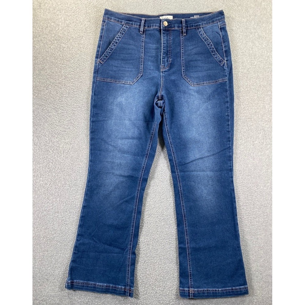 Nicole Miller Soho High Rise Bootcut Jeans Women's 14 Medium Wash Stretch Denim